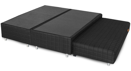 Box Queen Com Cama Auxiliar Bicama De Mola Bonnel 158x198cm Cor Preto