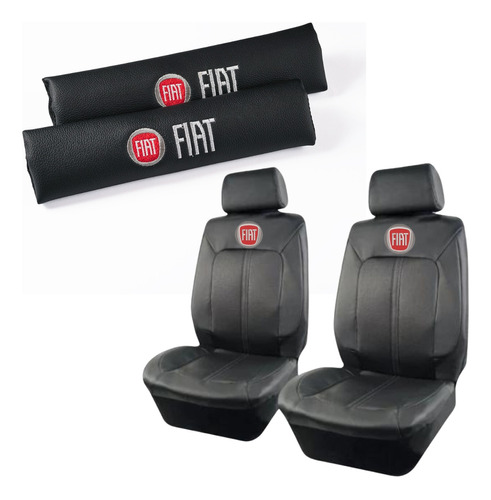 Funda Pick Up Camioneta Ecocuero + Cubre Cintos Logo Fiat