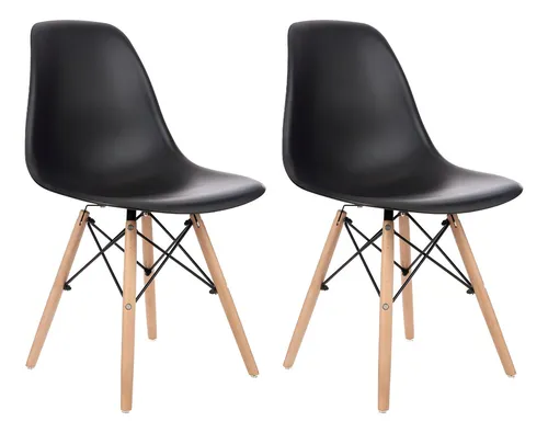 Kit 2 Cadeiras De Jantar Sala Cozinha Charles Eames Garden Life, Cor Preto