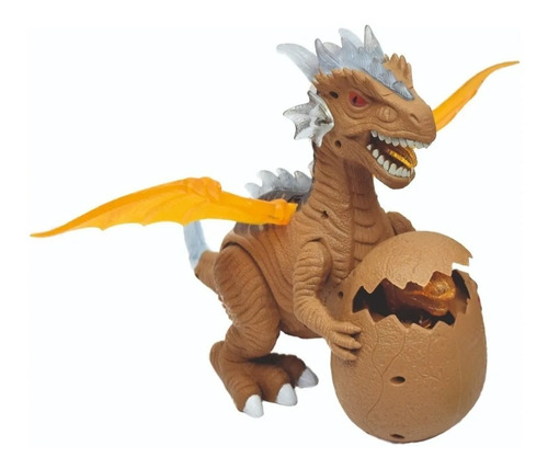 Dinosaurio Dragon + Hijo Bebé Cria Luces Y Sonidos 32cm Alto