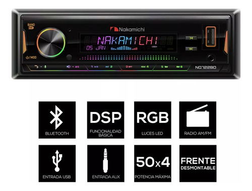Estéreo Con Bluetooth Y Usb Am Fm Dsp Nakamichi Nq722bd
