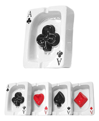 Ceniceros Ruectangular Con Forma De Carta Poker Color Blanco