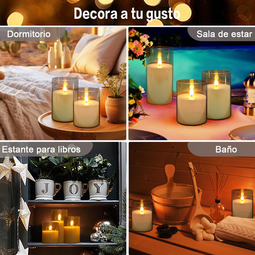 Velas Led Sin Llama, Plastico Realista Velas De Pilar Sin