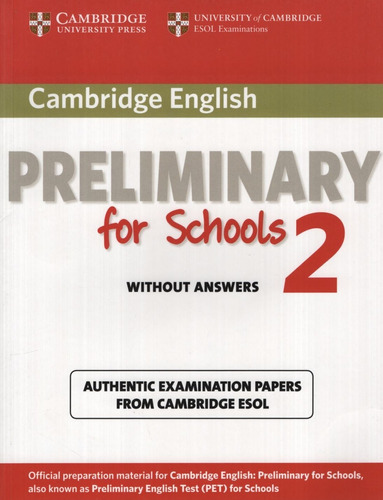 Cambridge Pet For Schools 2 - Student's Book No Key