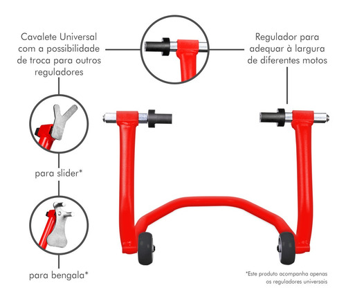 Imagem 7 de 10 de Cavalete Universal Traseiro Moto Hornet Twister Cb300 Verm.