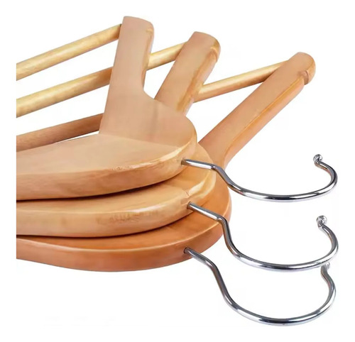 Cabides De Madeira Com Rachadura Para Alça - Kit Com 09 Unds