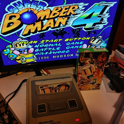 Super Bomberman 4 Japonés Snes Super Famicom Con Caja Y Manu (Usado)