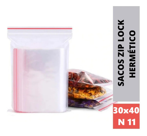 100 Saco Saquinho Zip Lock Hermético N11 30x40 Abre/fecha