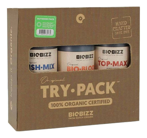 Biobizz Trypack Orgánico Fertilizantes Cultivo Outdoor 250ml