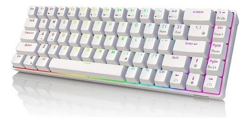 Teclado Gamer Mecánico Inalámbrico Royal Kludge Rk68 Teclado Switch Rk Red Teclado Blanco Idioma Inglés Us