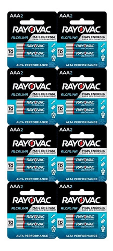 Pilha Rayovac Alcalina Palito 8 Embalagens Com 2 Unidades