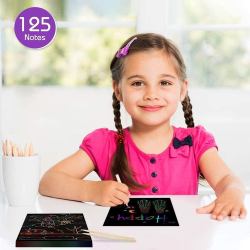 100 Hojas De Notas Para Rascar Con Dibujos Coloridos Y Mensa