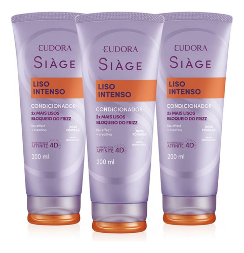  Combo Condicionador Siàge Liso Intenso 3x 200ml Eudora