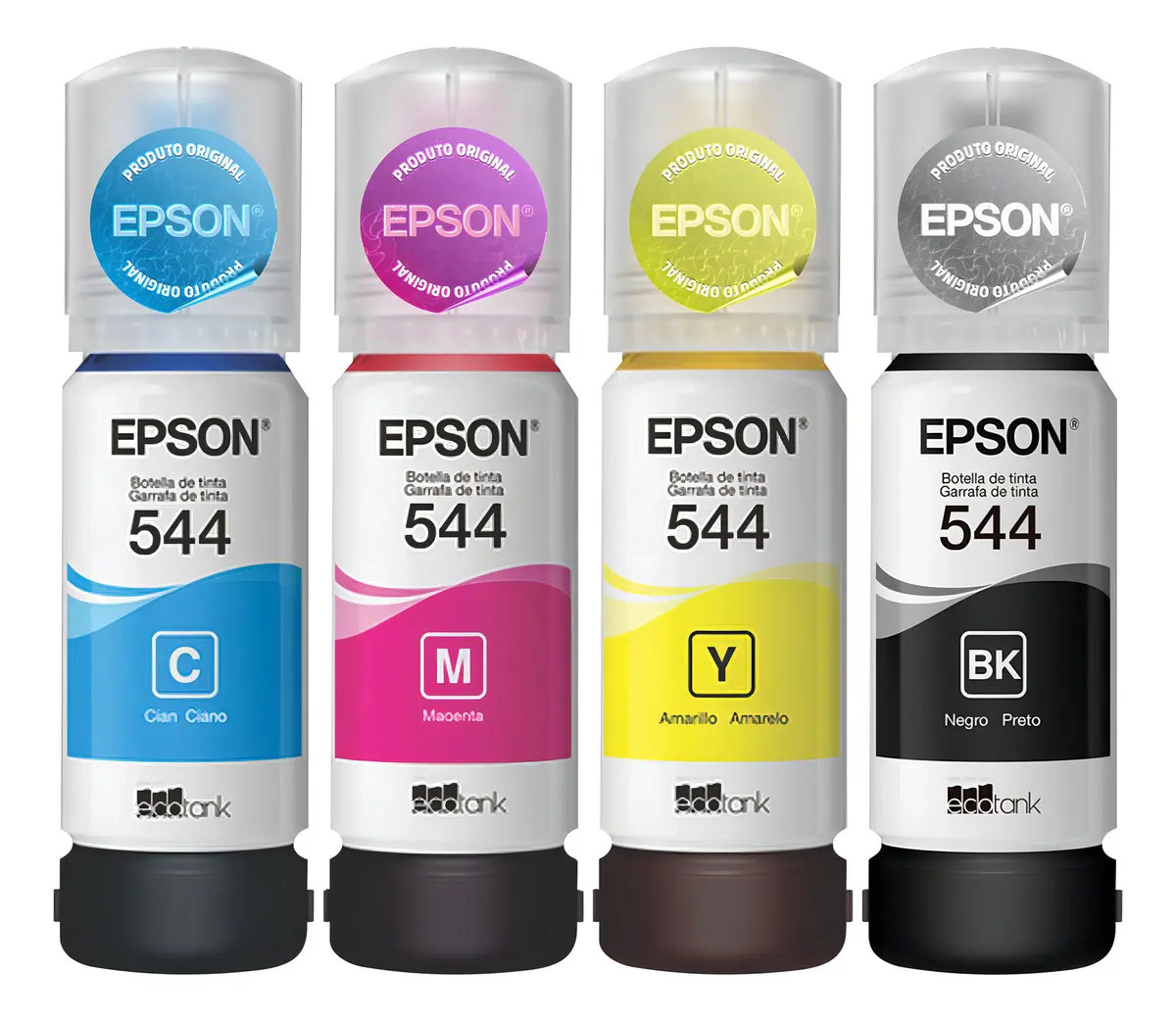 Pack 4 tintas Epson T544 Cor Preta Ciano Magenta Amarelo 65ml
