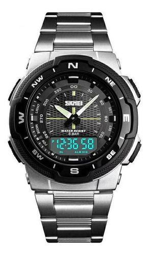 Relógio Masculino Esportivo Skmei 1370 Prata Digital Preto