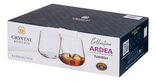 Vasos Cristal Bohemia Ardea 320ml Set X 6 Whisky Agua Cognac Color Transparente