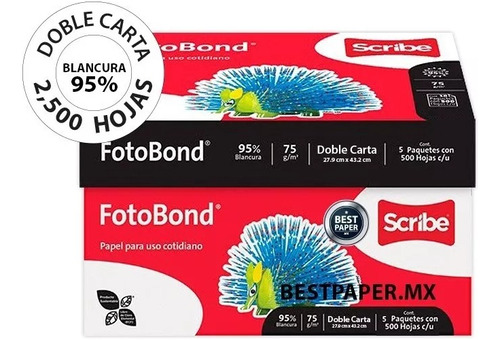 Papel Fotobond Blanco Doble Carta - Caja Con 2,500 Hojas 