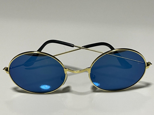 Óculos Rodado Estilo Woodstock Beats Jimmy Hendrix Rock Look Cor da armação Dourado Cor da haste Dourado Cor da lente azul espelhada