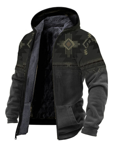 Tribal Graphic Print Hooded Jacket With