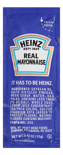 Heinz Mayonesa Real De Una Sola Porcion (caja De 500 Unidade