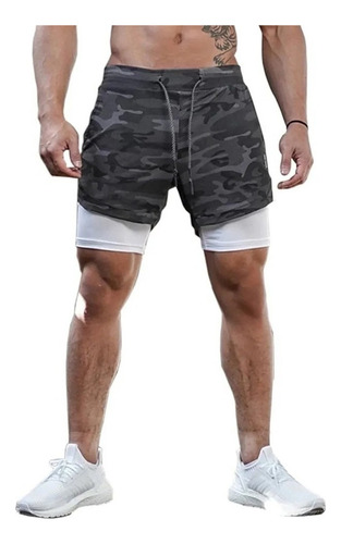 Short Doble De Running 2 En 1 Con Lycra Y Bolsillo Interno