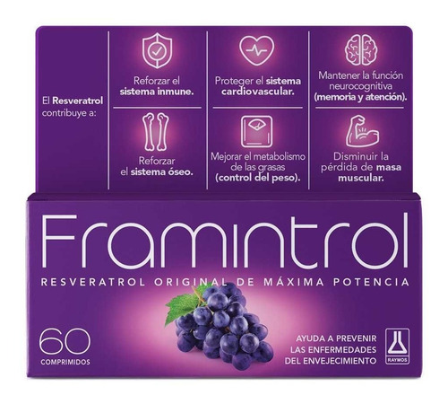 Imagen 1 de 1 de Framintrol 60 Comp Resveratrol Suizo Antioxidante Original Sabor No