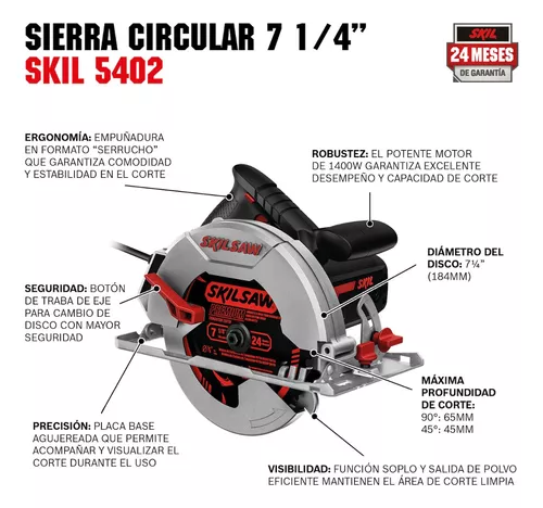 Sierra Circular Madera 1200w Disco 7¼ Eje 5/8 Skil 5200