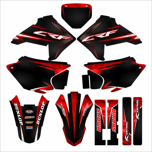 Kit Gráfico Crf 230 F Honda Adesivo 3m 0,50mm Carbono Red Cor Preto