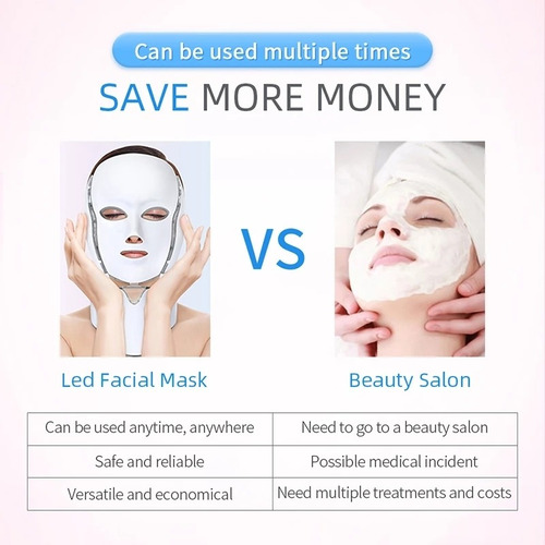 Fototerapia Mascara Led Facial Y Cuello 7 Colores