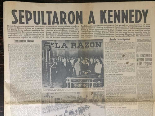 Diario La Razón 25/11/1963 Sepultaron A Kennedy. Original