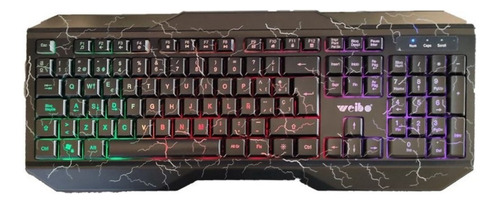 Teclado Gamer Luz Multicolor Usb Trueno- Teclado En Español Color del teclado Negro