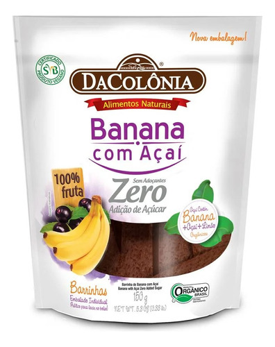 Banana Com Açaí Dacolônia Pacote 150g 10 Unidades