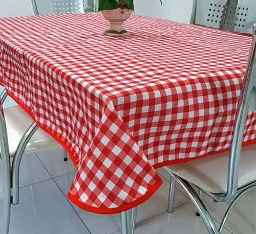 Toalha de Mesa Xadrez Vichy Vermelho. Tecido Jacquard Fácil de Lavar e  Secar (8 lugares (3m x 1,40m))