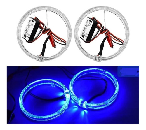 X2 Anillos Luz Led Circular Universal Ojos Ángel Azul
