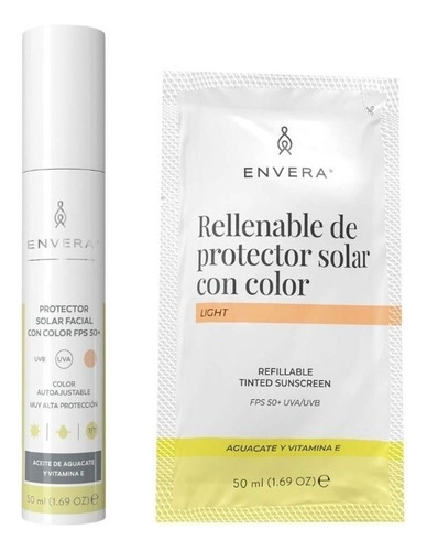 Protector Solar Facial + Rellenable Envera Fsp 50+ 100ml Color Light