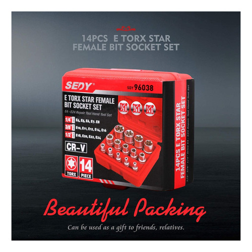 Sedy Juego De Dados De Estrella E-torx Hembra De 14 Piezas C