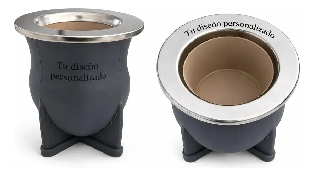 Mate Camionero Bombilla Grabado Polipropileno Personalizado Gris Personalizado