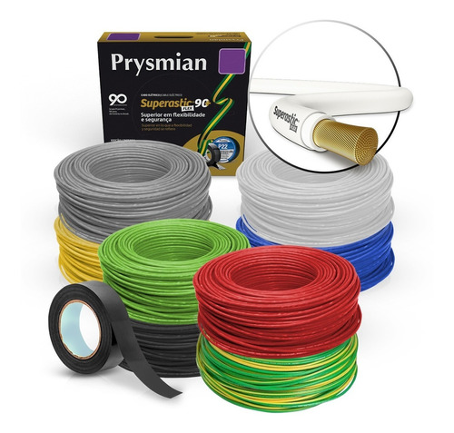 Cabo Flexivel 1,5mm Prysmian Pirelli 90mts + 1 Fita Isolante Cor da cobertura Branco Diâmetro 1.5 mm