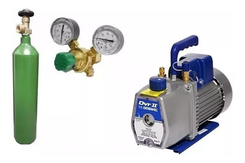Tubo Nitrogeno 1/2 Metro Cubico + Regulador Alta Para R410 + Bomba Vacio Dosivac De 130 Lts Kit Refrigeracion