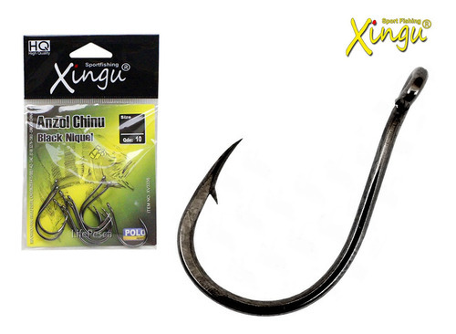 Anzol Chinu Com Fisga Black Níquel Xingu Nº 4 - 10 Peças