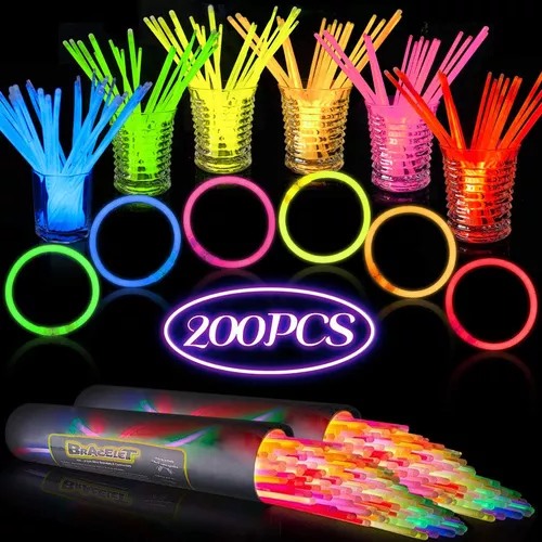 Barras luminosas fluorescentes para pulseras 20cm MIX 100ud 