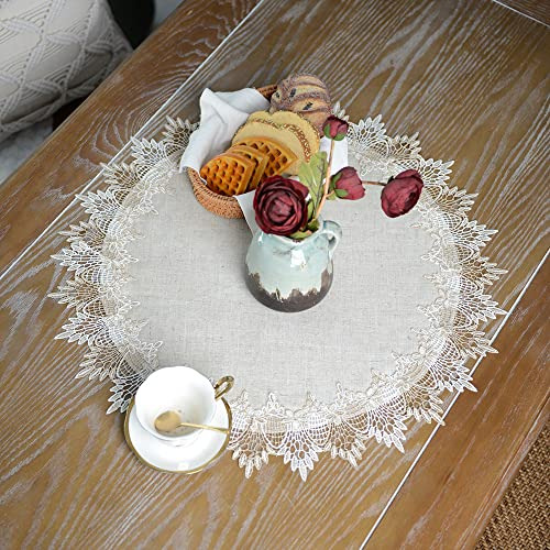Artable Mantel De Lino Con Encaje Gris Para Cubrir Mesa, Po