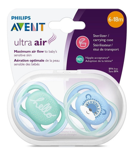 Chupetes Avent Silicona Ultra Air 6-18 Meses Nene/ Nena