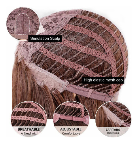 Peluca Rubia Con Flequillo Peluca Recta Corta Bob Para Mujer