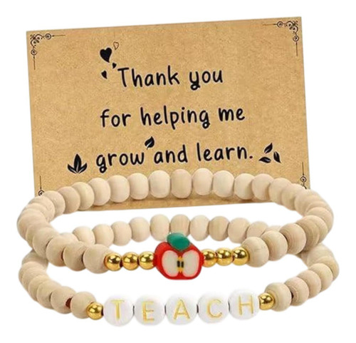 2x Pulseras De Cuentas De Madera Pulseras De Estilo C
