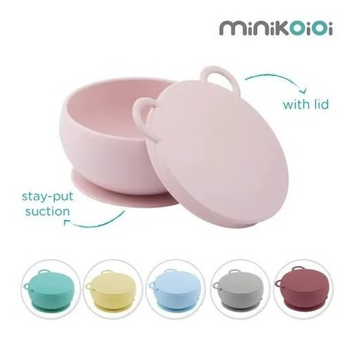 Tigela de silicone Minikoioi para bebês com mais de 6 meses, cor: Bubble Beige