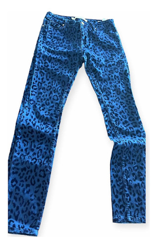 Jeans Zara Animal Print Azul Talle Usa 4 Eur 36 Impecable