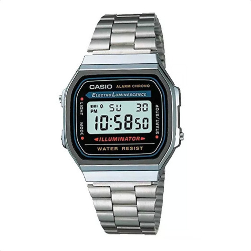 Reloj Casio A168wa Digital Acero Inoxidable Illuminator