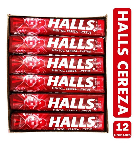 Caramelo Halls Cereza (caja Con 12 Unidades)