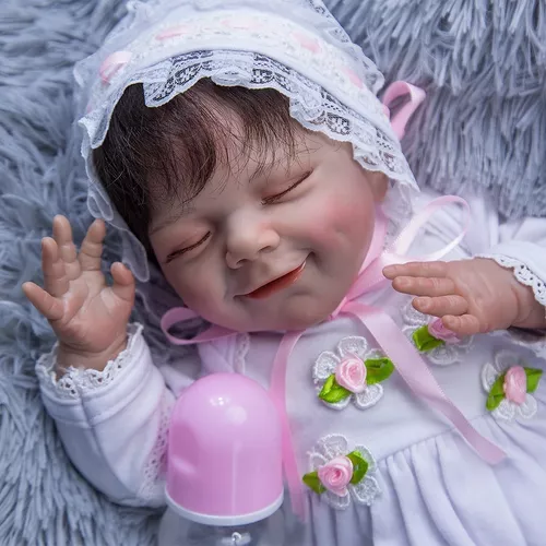 Bebê Reborn Menina Recem Nascida Olho Fechado Sorrindo Linda